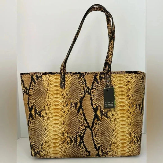 Multicolor Snakeskin Print Large Tote Bag