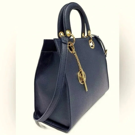 Navy Tote Bag With Big Logo Eyelet