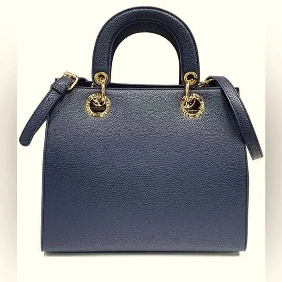 Navy Tote Bag With Big Logo Eyelet